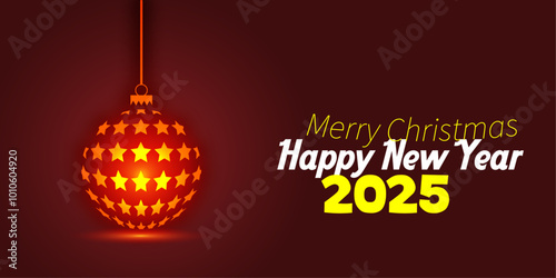 Merry Christmas and New Year 2025 greetings with lantern lights