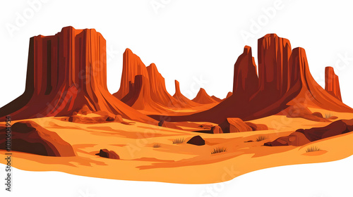 Desert Landscape with Red Rock Formations