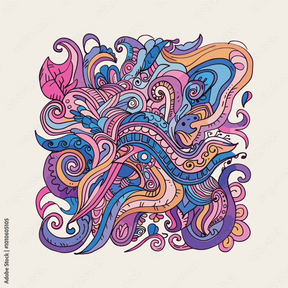 Flower abstract Hand Drawn Doodle Vector Design