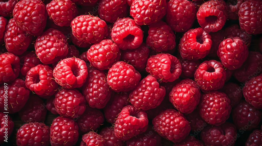 Close-up of Fresh Red Raspberries