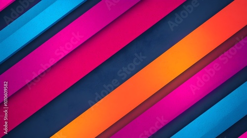 Vibrant diagonal stripes in bold colors on a dark background