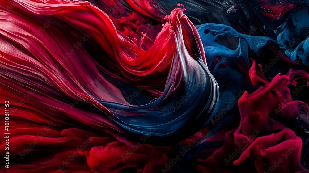 Obraz premium Abstract Red and Blue Swirling Paint