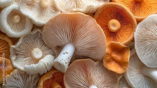 Vibrant Close-up of Various Mushrooms Generative AI