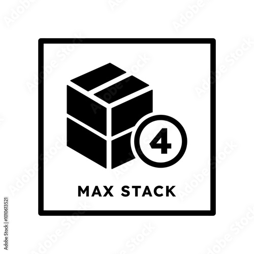 Max Stack Icon | Fragile Warning Symbol for Packaging and Shipping | Simple and Clear Vector Design for Product Safety, Delivery Labels, and Warehouse Storage