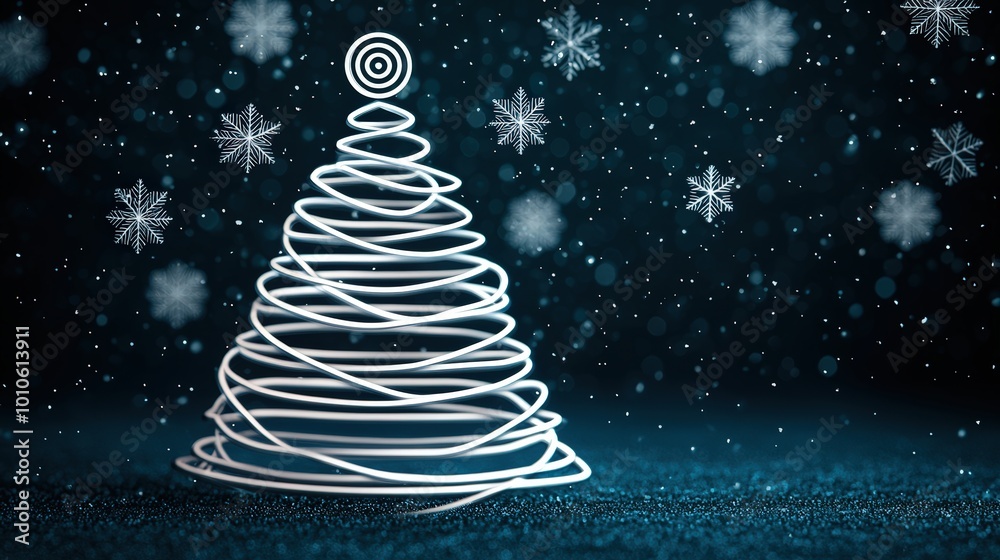Abstract Christmas Tree with Snowflakes and Lights Abstract Christmas Tree with Snowflakes and Lights