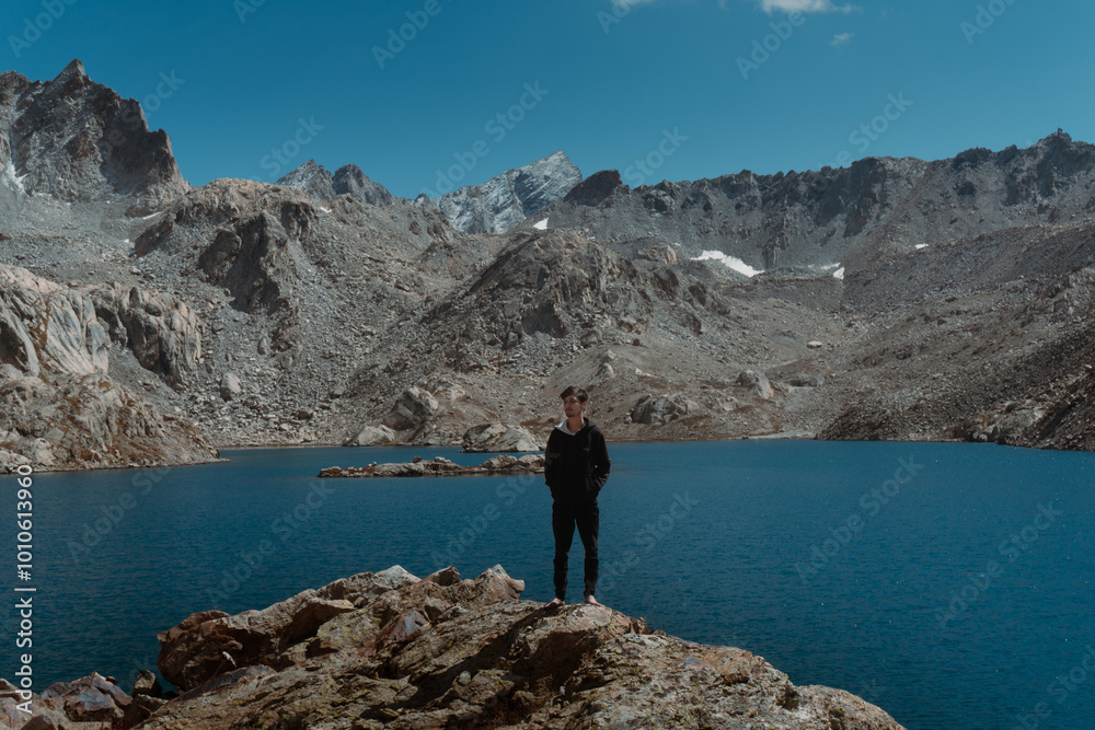 person standing on a lake person standing on a lake