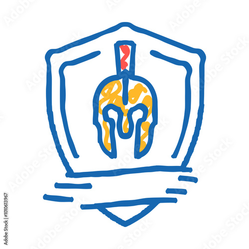 badge battle spartan roman doodle icon sketch vector. badge battle spartan roman sign. isolated symbol illustration