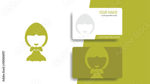 Creative little girl logo design vector. Greening symbol