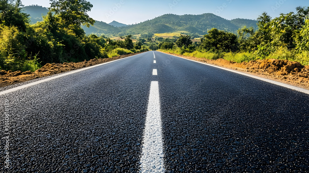 Asphalt Road Leading Through Rural Landscape Asphalt Road Leading Through Rural Landscape