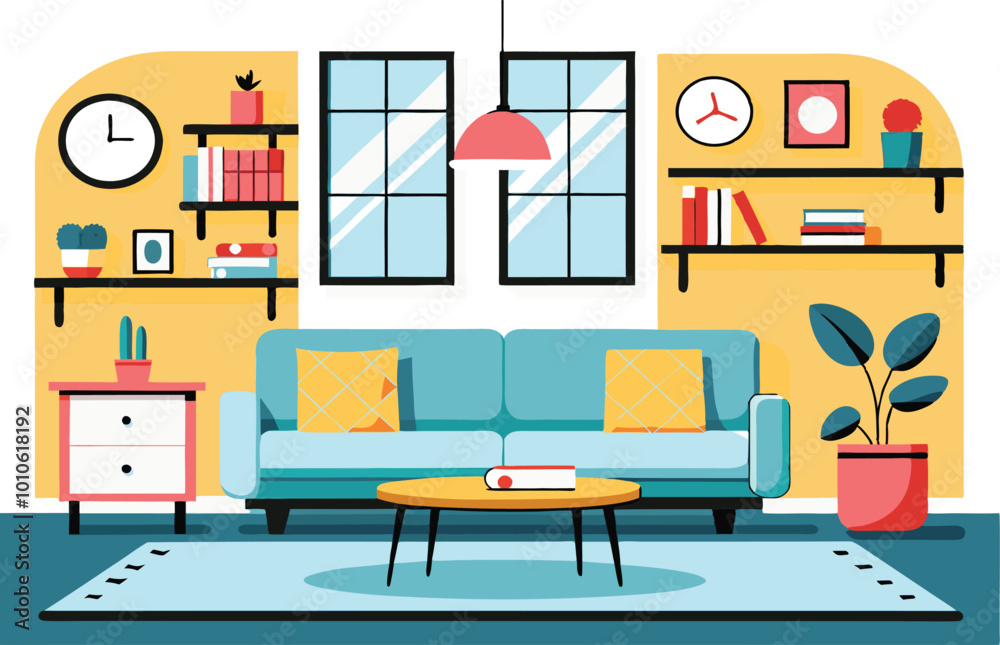 Fototapeta premium Cozy Living Room with Plants and Natural Light