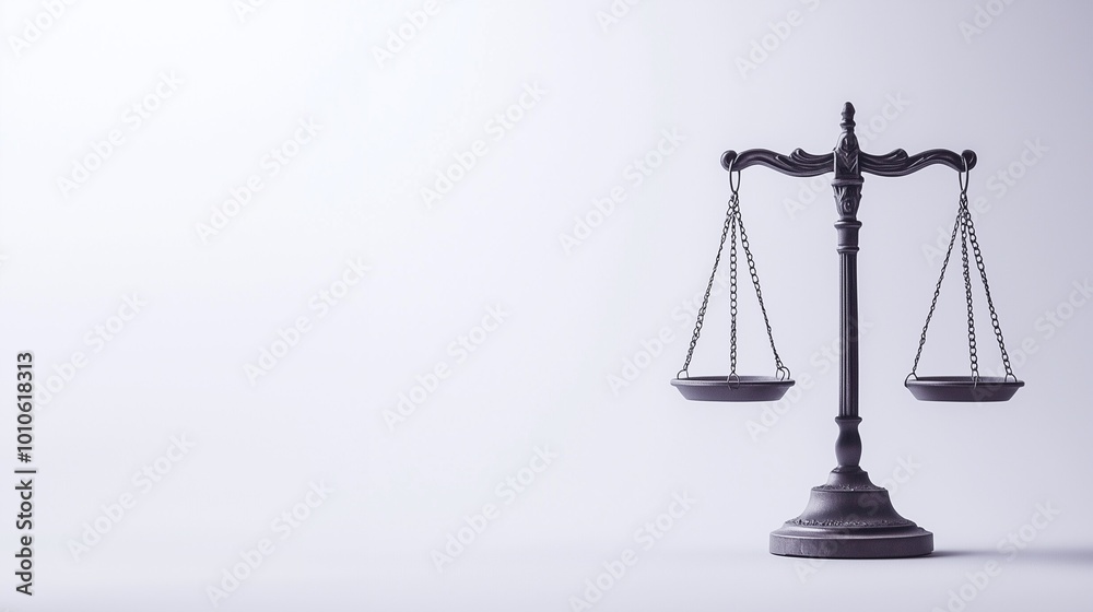 Classic balance scale on a plain light background Classic balance scale on a plain light background