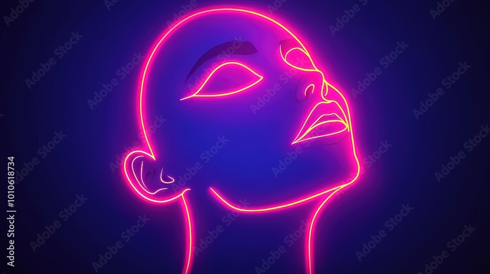 Abstract Neon Face Art Minimalist Line Art Design Abstract Neon Face Art Minimalist Line Art Design