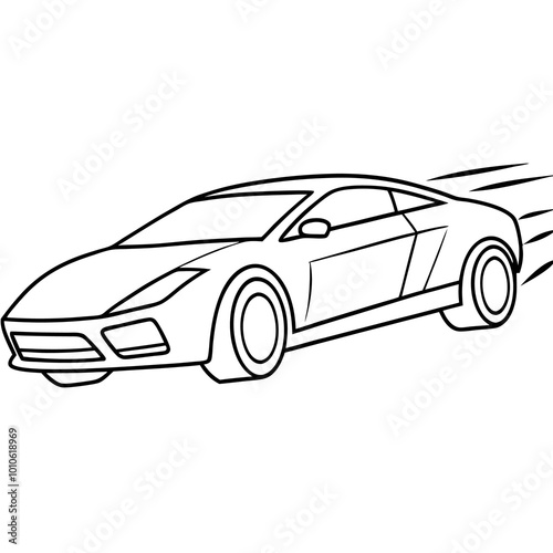 high speed car outline coloring book page line art drawing