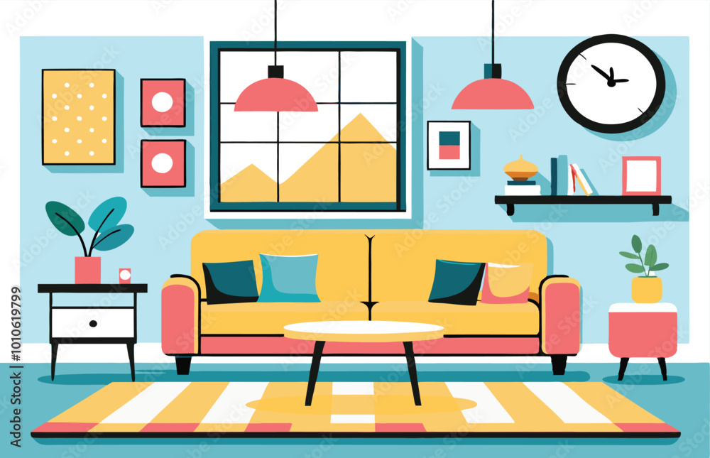 Living Room Interior Design with Plants and Furniture Living Room Interior Design with Plants and Furniture