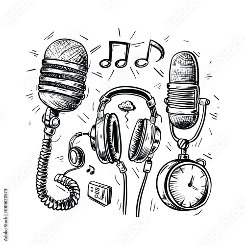 Podcast Hand Drawn Doodle Vector Design