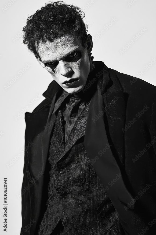 Obraz premium black and white portrait of a young modern Frankenstein