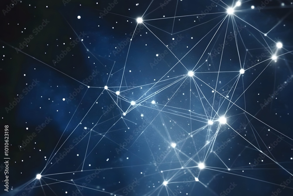 Abstract Network Connection Dots Lines Blue Background Abstract Network Connection Dots Lines Blue Background