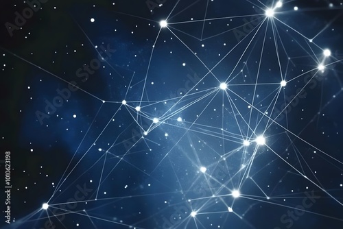 Abstract Network Connection Dots Lines Blue Background