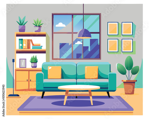 Modern Living Room Interior Design with Sofa