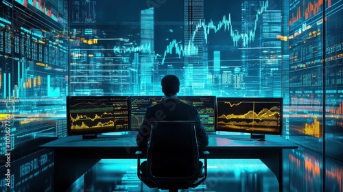 Wallpaper Mural Futuristic Financial Data Visualization: Navigating the Digital Realm Torontodigital.ca