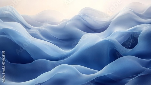 Abstract Flowing Blue Fabric Waves Generative AI