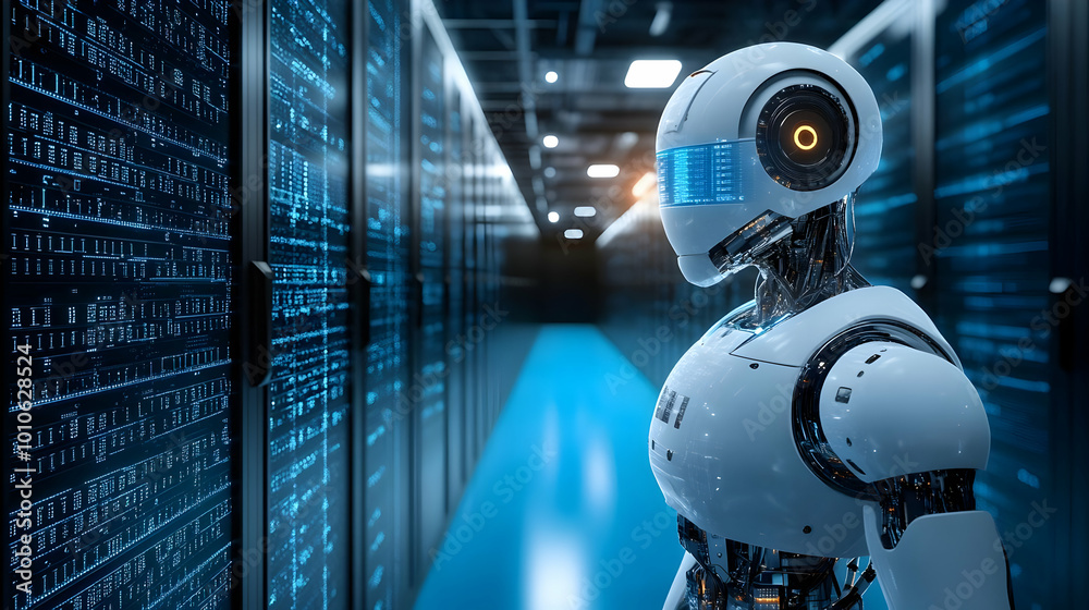 AI Robot in Server Room AI Robot in Server Room
