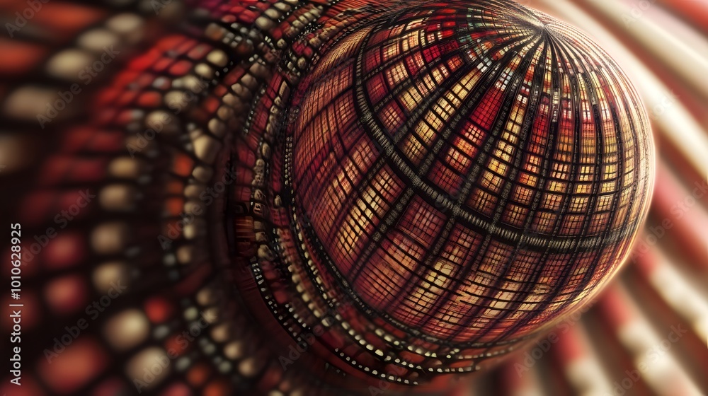 Obraz premium Abstract Geometric Pattern with Red and Gold Tones