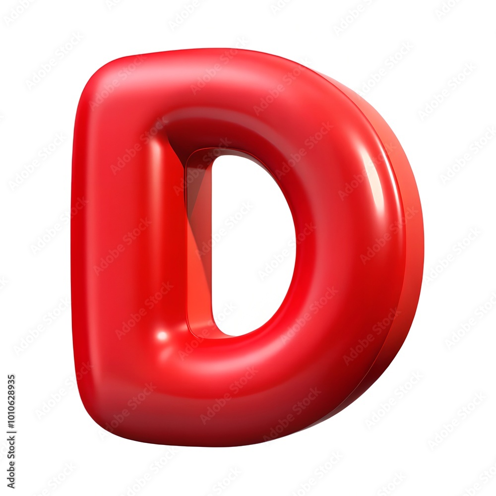 Red letter D balloon 3D render icon isolated on white background Red letter D balloon 3D render icon isolated on white background