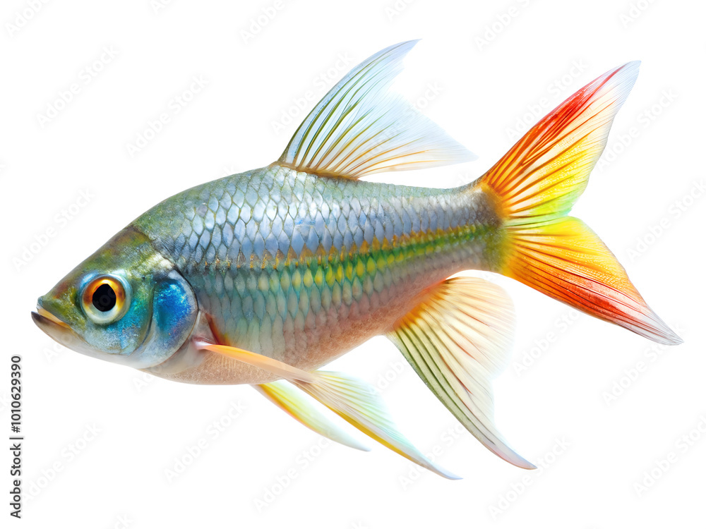 Threadfin Rainbowfish swiming isolated on a transparent background Threadfin Rainbowfish swiming isolated on a transparent background