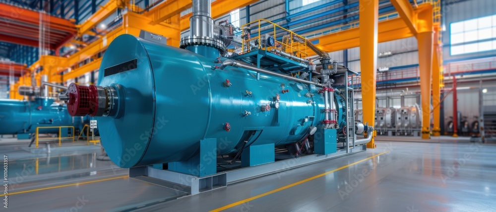 Industrial Steam Production Equipment in Modern Facility Industrial Steam Production Equipment in Modern Facility