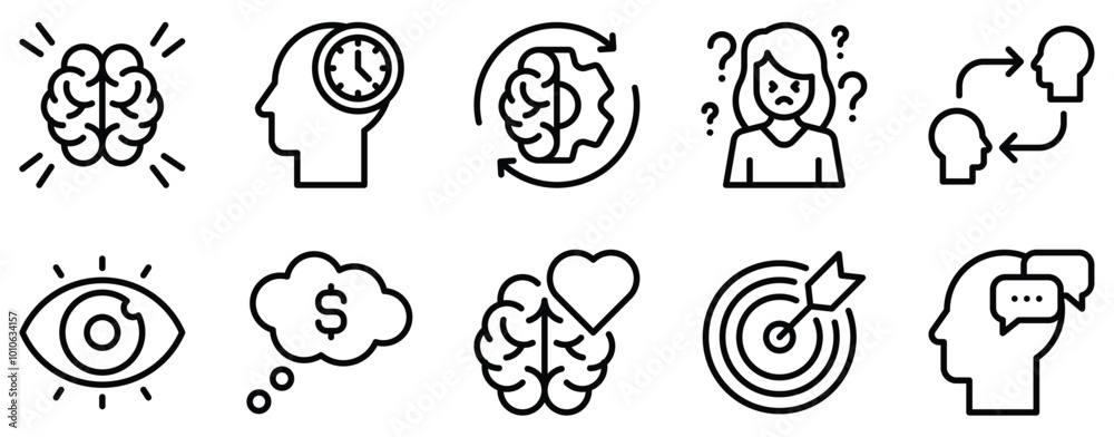 Mind Process Icon Set Thoughtful Line Style Collection for Cognitive Development Mind Process Icon Set Thoughtful Line Style Collection for Cognitive Development