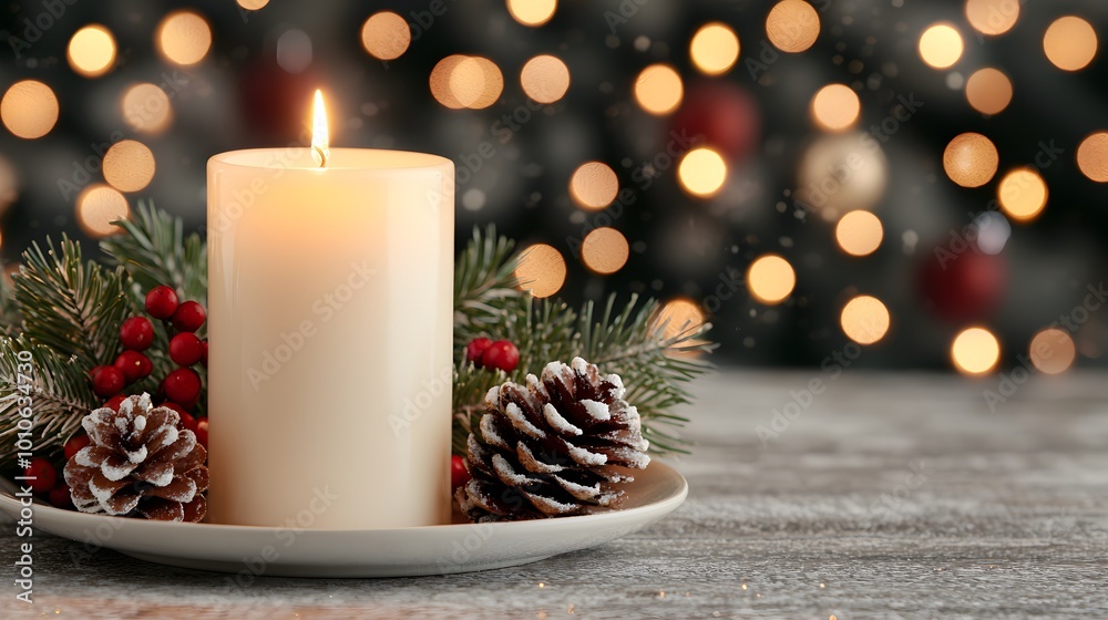 Elegant Christmas candle centerpiece with festive decorations Elegant Christmas candle centerpiece with festive decorations