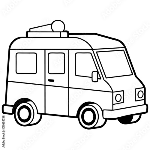 ice cream van outline coloring book page line art drawing