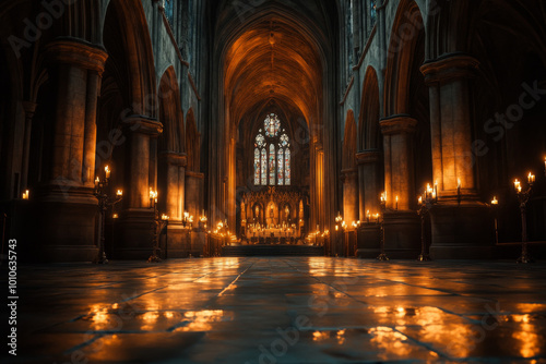 interior of church in candle light