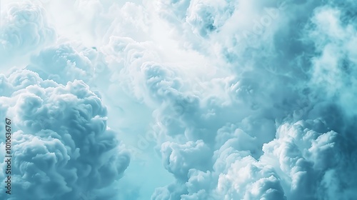 A fluffy cloud transitioning from white to shades of blue against a light backdrop.