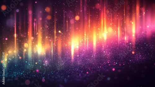 Abstract Vibrant Neon Lights and Sparkles Generative AI