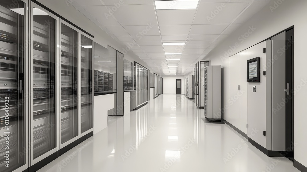 Sleek and Sophisticated Data Center Hallway Sleek and Sophisticated Data Center Hallway