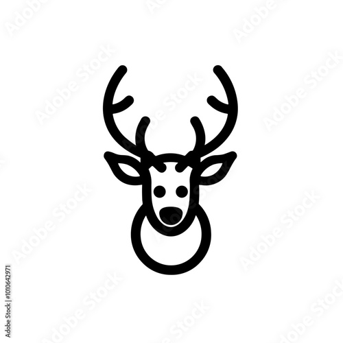 Simple black christmas reindeer flat icon.