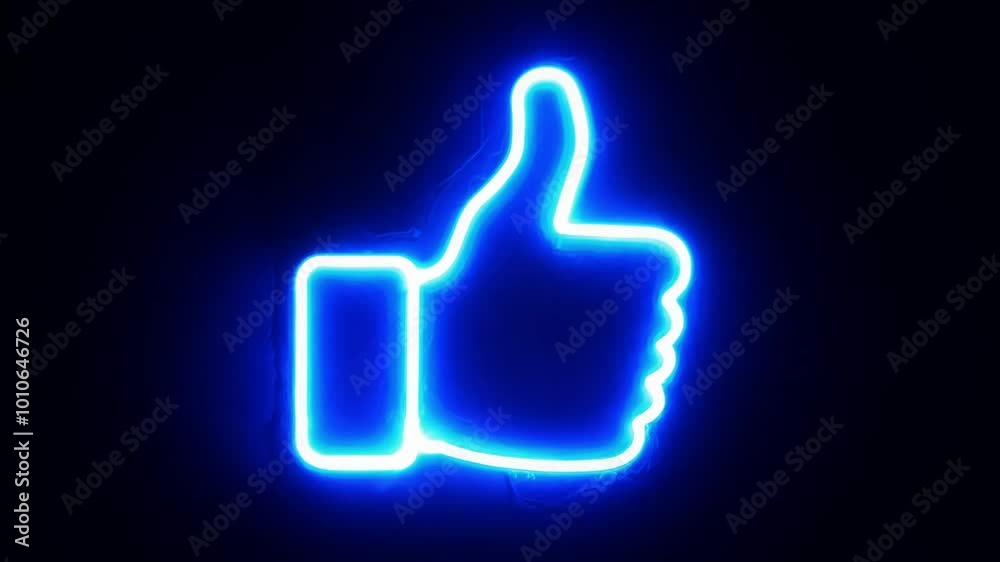 Neon glowing thumbs-up icon in blue and pink tones, symbolizing approval, social media interaction, or agreement. Bright and modern design. Neon glowing thumbs-up icon in blue and pink tones, symbolizing approval, social media interaction, or agreement. Bright and modern design.