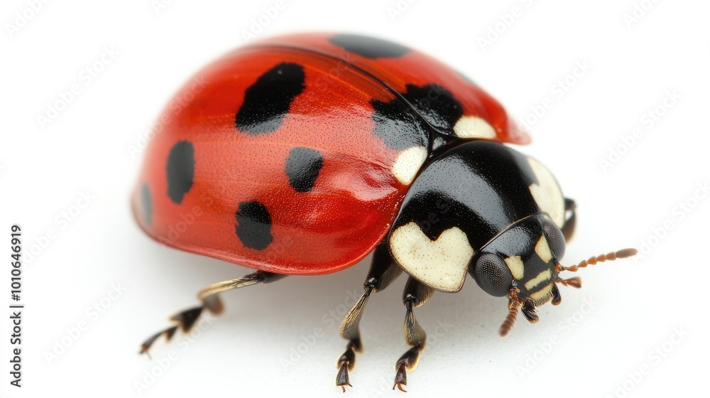 Vibrant Red Ladybug on White Background Vibrant Red Ladybug on White Background