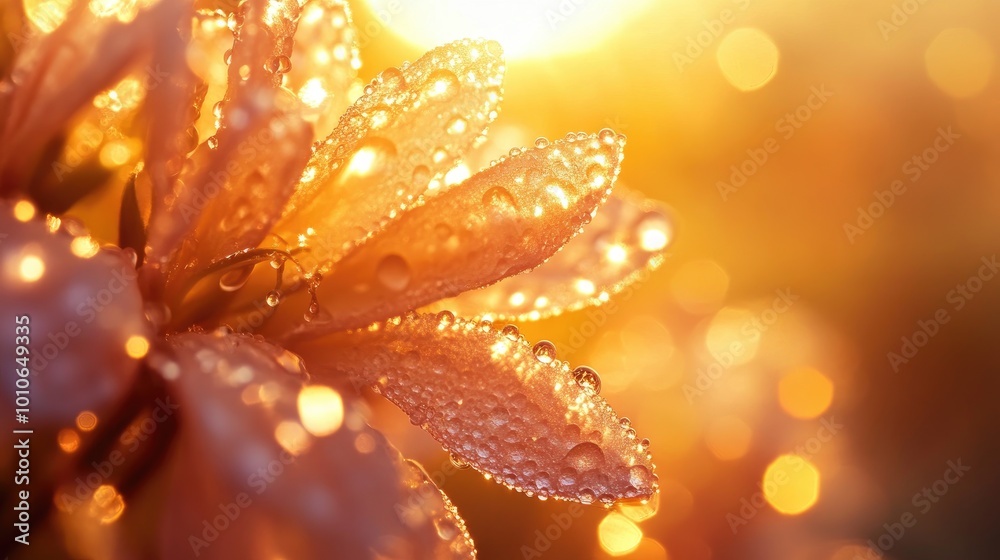 Dewy Flower Petals in Golden Light Dewy Flower Petals in Golden Light