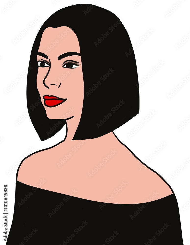 Fototapeta premium Short hair women in black