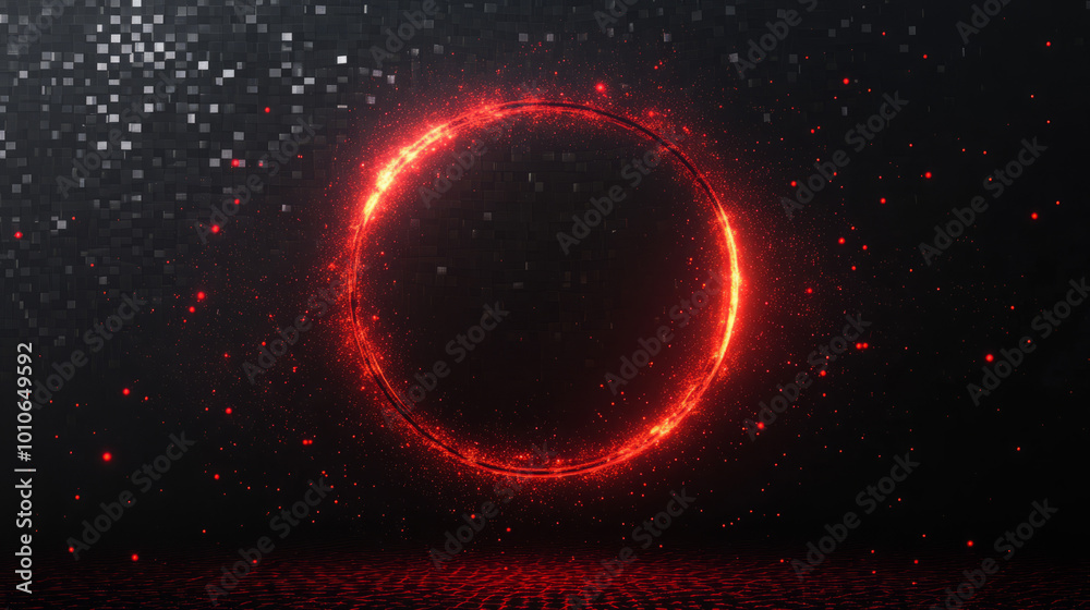 electric energy emanating from a glowing red abstract ring of particles electric energy emanating from a glowing red abstract ring of particles