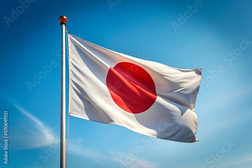 Japan flag wave on sky background photo