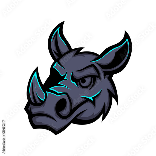 angry rhino logo e sport mascot