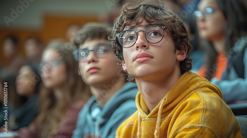 Students engaged in a thoughtful lecture in a vibrant classroom during the afternoon in a modern educational setting