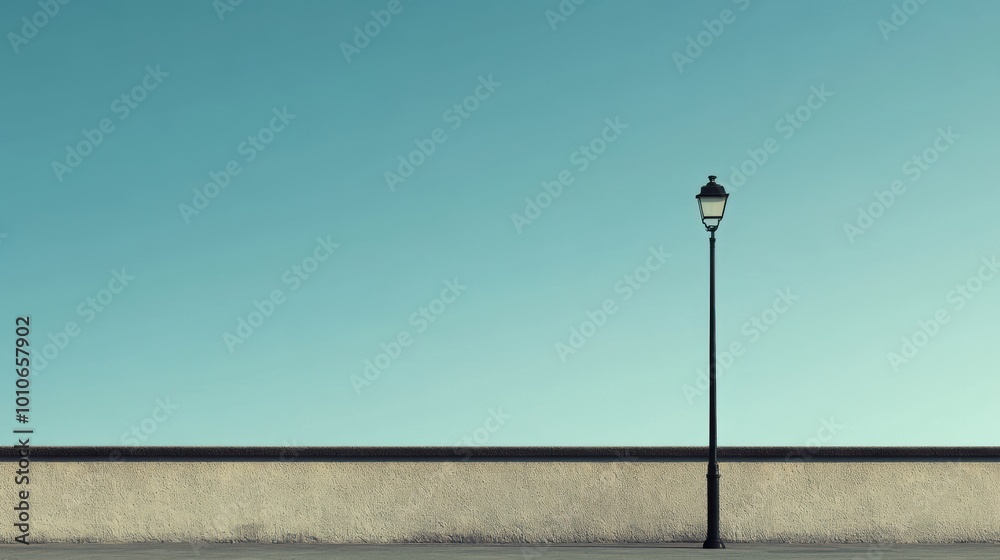 Empty urban landscape with just a single lamppost and clear skies. Empty urban landscape with just a single lamppost and clear skies.