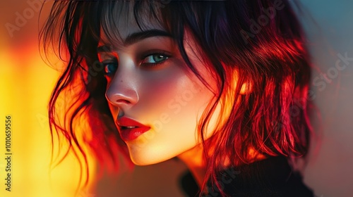 Striking Portrait with Vibrant Lighting Effects