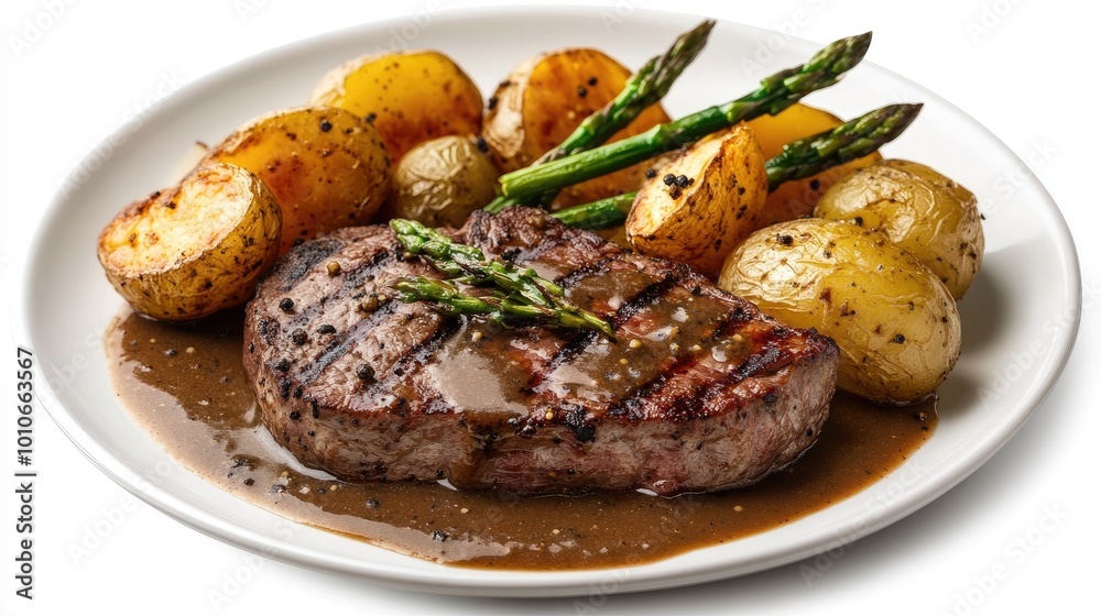 Grilled Steak with Potatoes and Asparagus Grilled Steak with Potatoes and Asparagus
