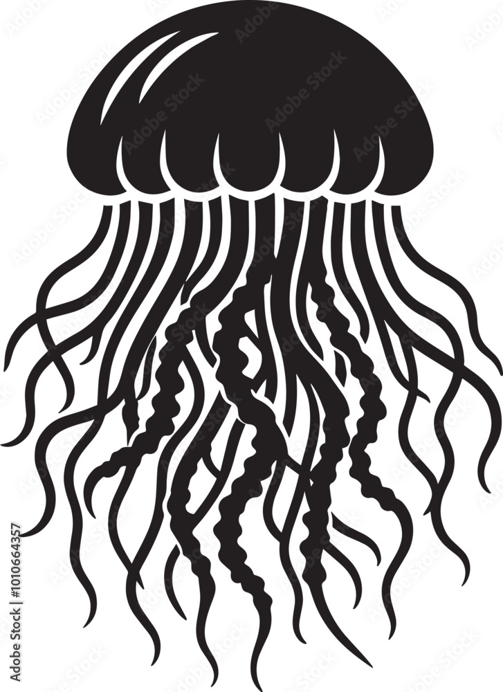 Beautiful Jellyfish Silhouette isolated on a white background Minimalist Jellyfish vector shape Beautiful Jellyfish Silhouette isolated on a white background Minimalist Jellyfish vector shape